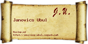 Janovics Ubul névjegykártya